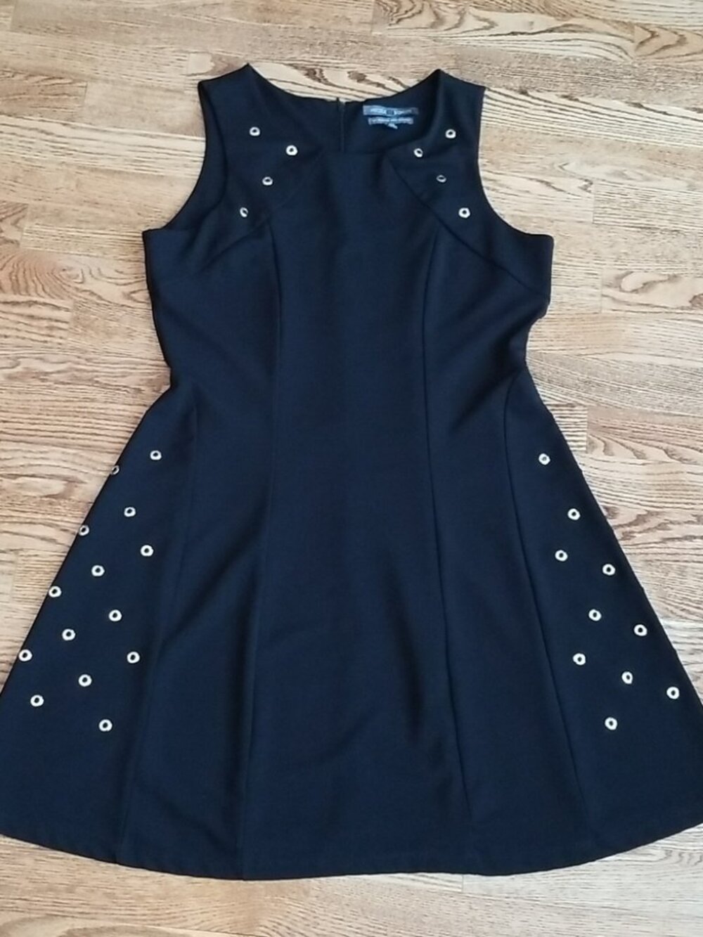(10) Nicole Benisti Fit & Flare Black Dress Party Evening Eyelet Design